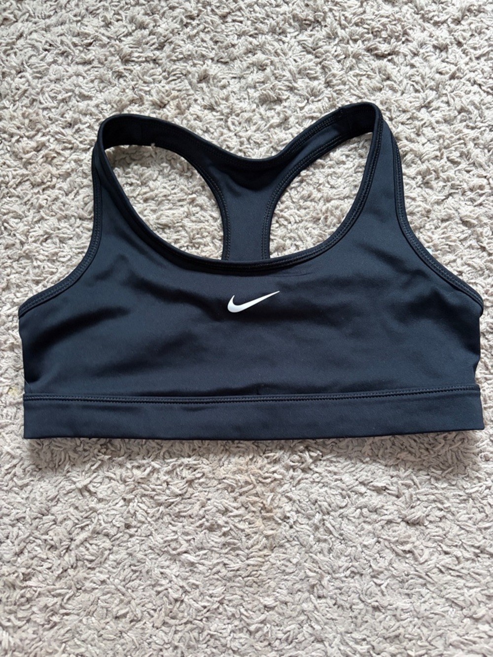 Nike Black Racerback Performance Sports Bra with White Swoosh
